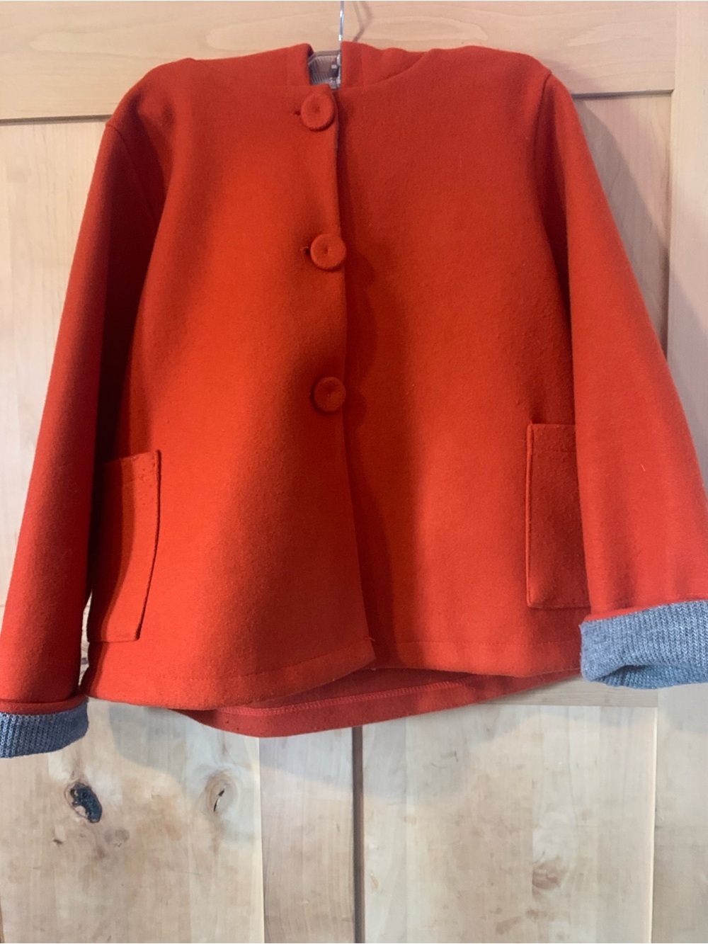 Women’s /Girl’s Orange Wool-Blend Button Jacket